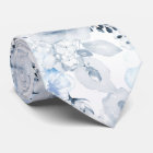 PixDezines H2 Dusty Blue Navy Roses Neck Tie