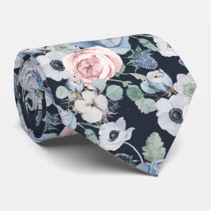 PixDezines H2 Dusty Blue Pink Peonies DIY Colour Tie