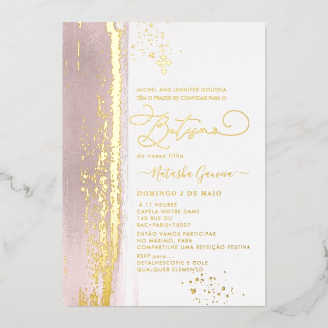 PixDezines H2  Dusty Rose Batismo Real Gold  Foil  (Front)