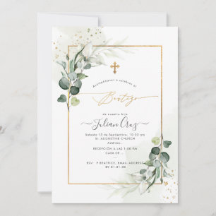 PixDezines H2 Eucalyptus Bautizo  Invitation