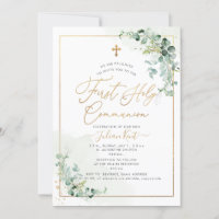 PixDezines H2 Eucalyptus First Holy Communion Invi