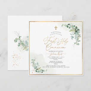 PixDezines H2 Eucalyptus First Holy Communion Invitation