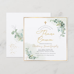 PixDezines H2 Eucalyptus Primera Comunion Invitation