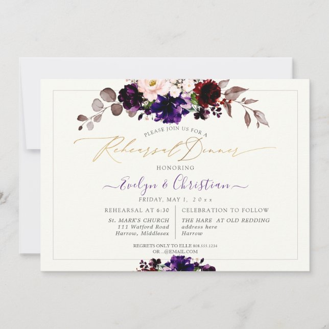 PixDezines H2 Fall Flowers Rehearsal Dinner Invitation (Front)
