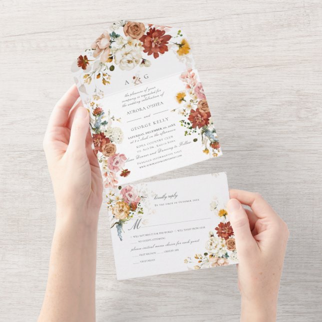 PixDezines H2 Fall Garden Flowers All In One Invitation (Tearaway)