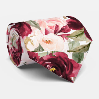 PixDezines H2 Flowers Burgundy Blush Roses Tie