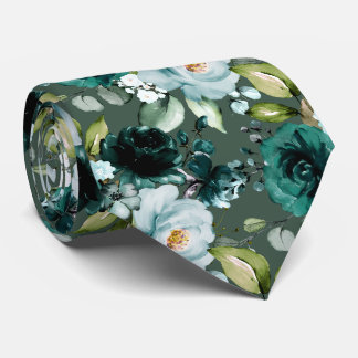 PixDezines H2 Flowers Emerald Green Tie