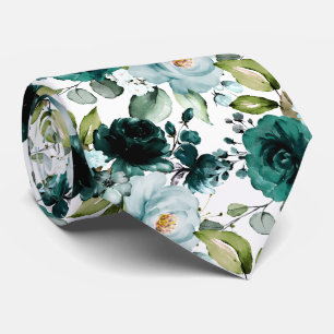 PixDezines H2 Flowers Emerald Green Tie