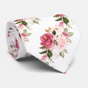 PixDezines H2 Flowers Raspberry Blush Pink Roses Tie