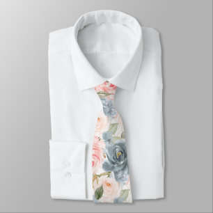 PixDezines H2 Flowers Slate Blue Blush Roses Tie