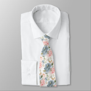 PixDezines H2 Flowers Slate Blue Blush Roses   Tie