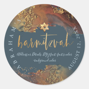 PixDezines H2 Galaxy Modern Abstract Bar Mitzvah   Classic Round Sticker