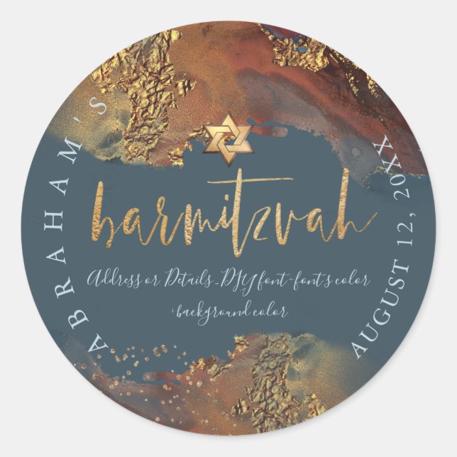 PixDezines H2 Galaxy Modern Abstract Bar Mitzvah   Classic Round Sticker (Front)