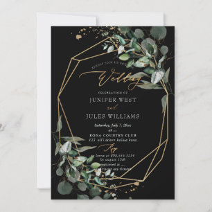 PixDezines H2 Green Gold Eucalyptus Wedding Invitation