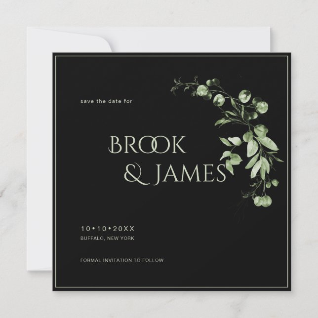 PixDezines H2 Greenery Eucalyptus Save The Date (Front)