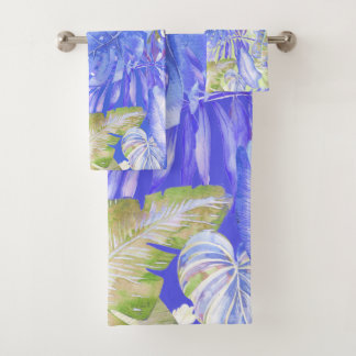 PixDezines H2 Hawaiian Jungle Greenery Bath Towel Set