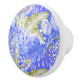 PixDezines H2 Hawaiian Jungle Greenery Ceramic Knob