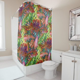 PixDezines H2 Hawaiian Jungle Greenery Shower Curtain