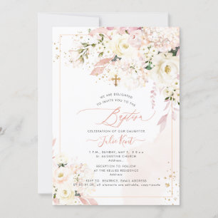 PixDezines H2 Hydrangeas Blush Roses Baptism Invitation