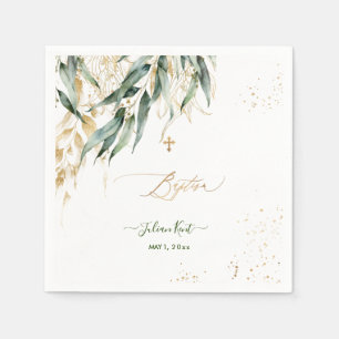 PixDezines H2 Lush Green Willow Eucalyptus Baptism Napkin
