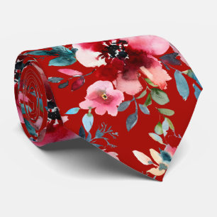 PixDezines H2 Mid Summer Flowers Burgundy Slate Tie