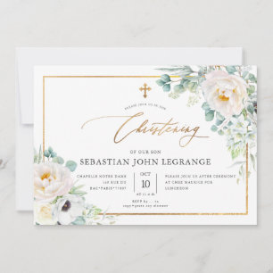 PixDezines H2 Peonies Eucalyptus Christening  Invitation