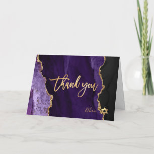 PixDezines H2 Purple Agate Mitzvah ✡ Thank You Card