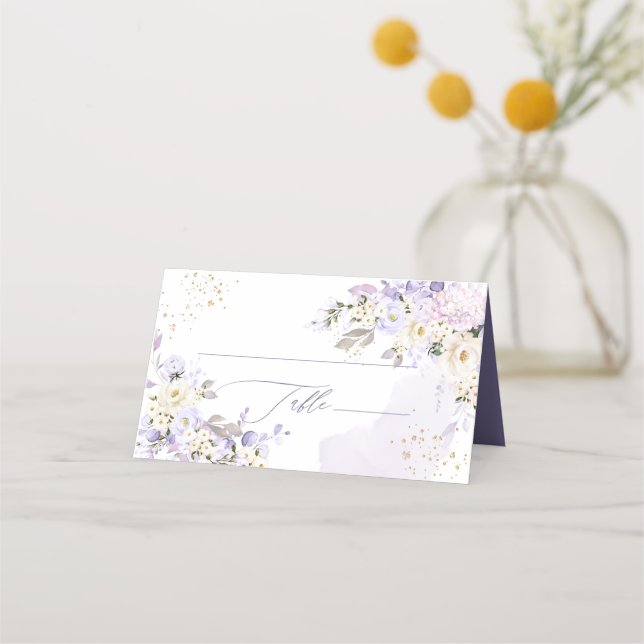 PixDezines H2 Purple Hydrangeas Cream Roses  Place Card (Front)