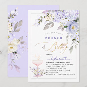 PixDezines H2 Purple Roses Hydrangea Brunch Bubbly Invitation