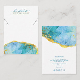PixDezines H2 Quartz Crystal Aqua Blue Necklace Business Card