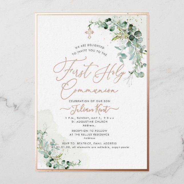 PixDezines H2 Rustic Eucalyptus First Communion (Front)