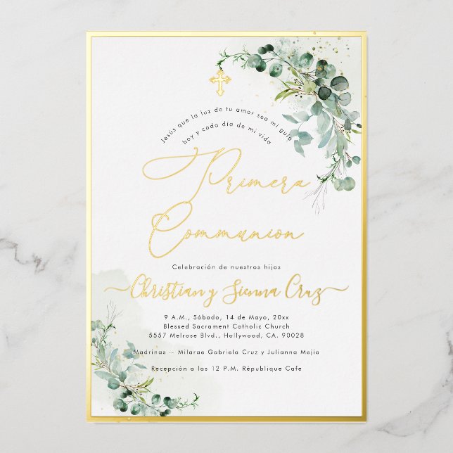 PixDezines H2 Rustic Eucalyptus Primera Communion (Front)