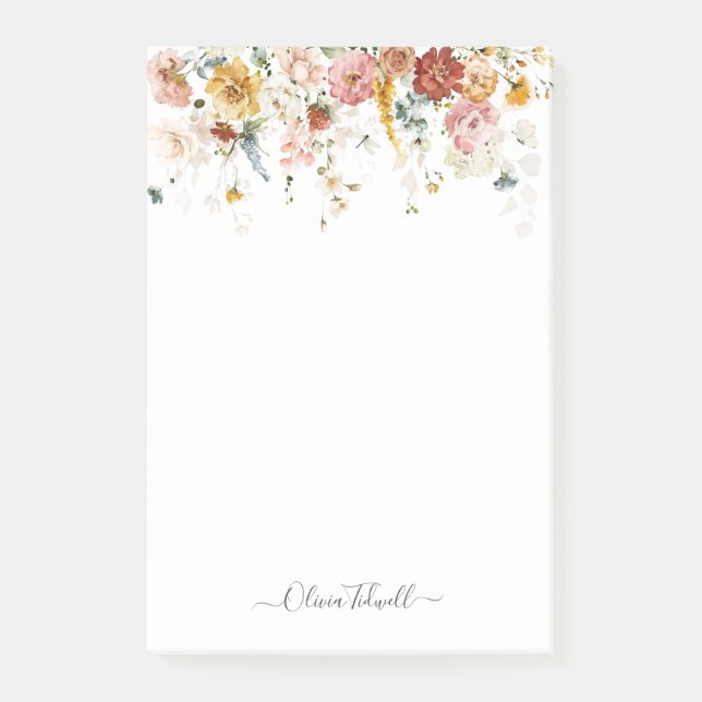 PixDezines H2 Rustic Fall Garden Flowers Post-it Notes (Front)