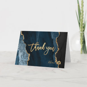 PixDezines H2 Slate Blue Agate Mitzvah ✡ Thank You Card