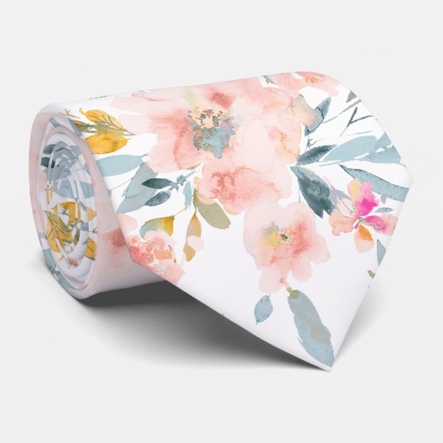 PixDezines H2 Spring Flowers Blush+Blue Tie (Rolled)