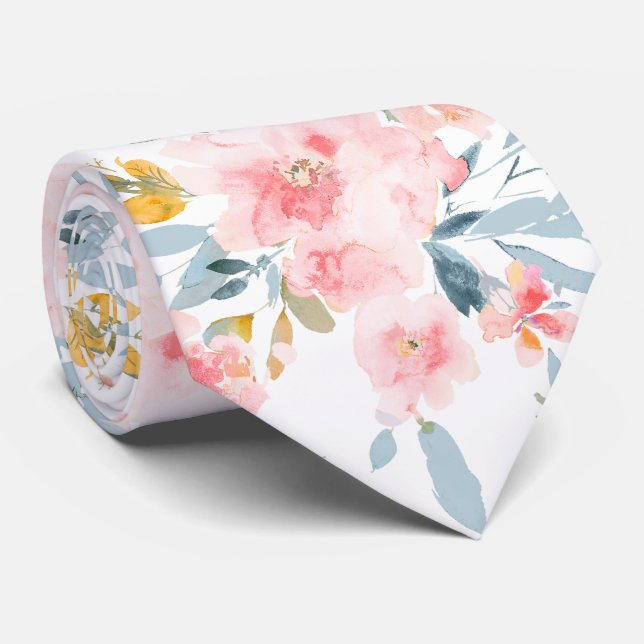PixDezines H2 Spring Flowers Blush n Blue Tie (Rolled)