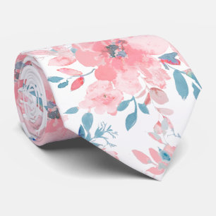PixDezines H2 Spring Flowers Pink Blue Tie