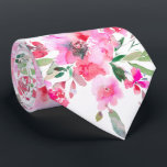 PixDezines H2 Spring Flowers Pink Red Tie<br><div class="desc">PixDezines floral watercolor neck tie for spring wedding.  Featuring spring flowers in hot pink and red with olive green foliage.  DIY background colour.

Copyright © 2011-2024 PixDezines™.</div>