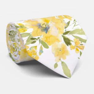 PixDezines H2 Spring Flowers Yellow Blue Roses Tie