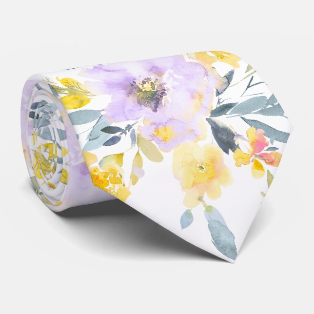 PixDezines H2 Spring Flowers Yellow Roses Tie (Rolled)