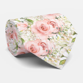 PixDezines H2 Summer Blush Pink Roses Hydrangea Tie