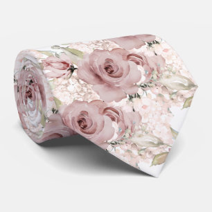 PixDezines H2 Summer Dusty Rose Roses Hydrangea Tie