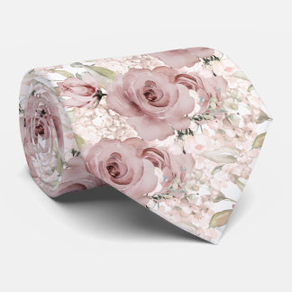 PixDezines H2 Summer Dusty Rose Roses Hydrangea Tie