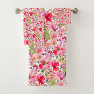 PixDezines H2 Summer Flowers Bright Hues Bath Towel Set