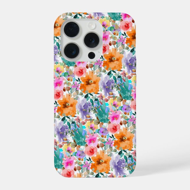 PixDezines H2 Summer Flowers Bright Hues iPhone Case (Back)