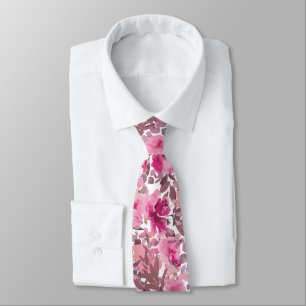 PixDezines H2 Summer Flowers Burgundy Mauve Tie