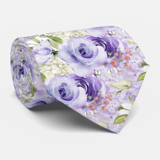 PixDezines H2 Summer Purple Roses Hydrangea Tie