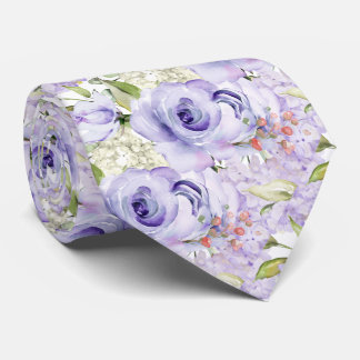 PixDezines H2 Summer Purple Roses Hydrangea Tie