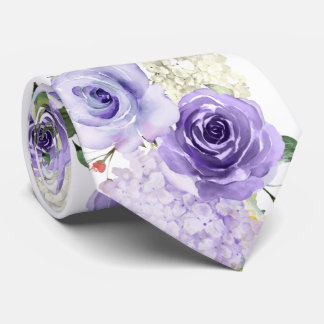 PixDezines H2 Summer Purple Roses Hydrangea Tie