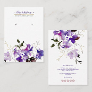 PixDezines H2 Sweetpeas Violet Purple Earrings Business Card